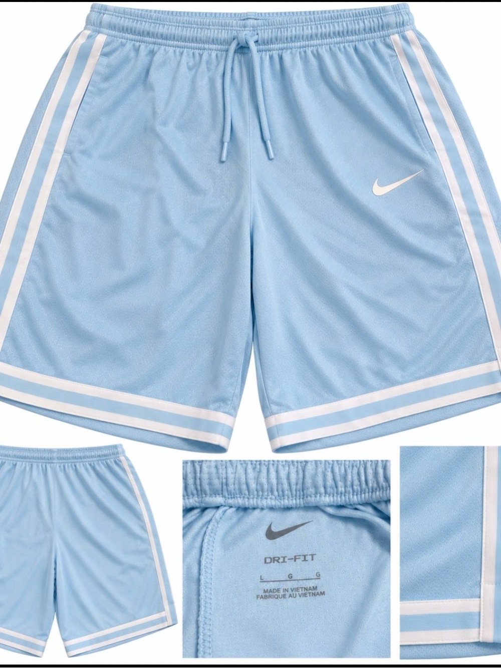 Nike Light Blue & White Dri-FIT MEN Athletic Shorts